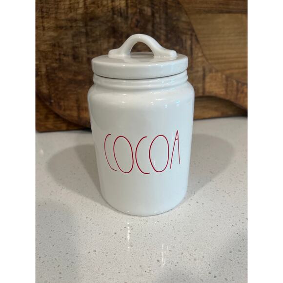 Rae Dunn small Cocoa canister white with red Christmas - Picture 2 of 3